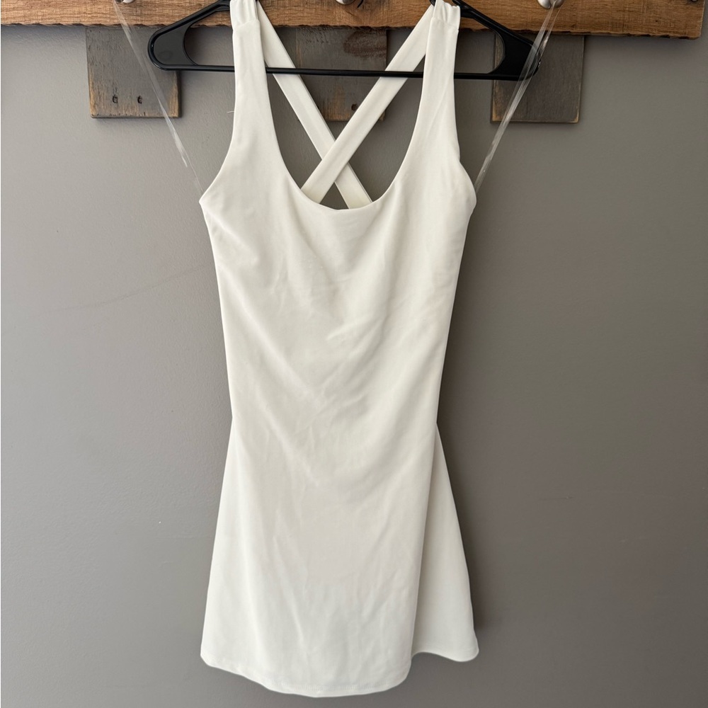 White Sleeveless Dress with Cross Back